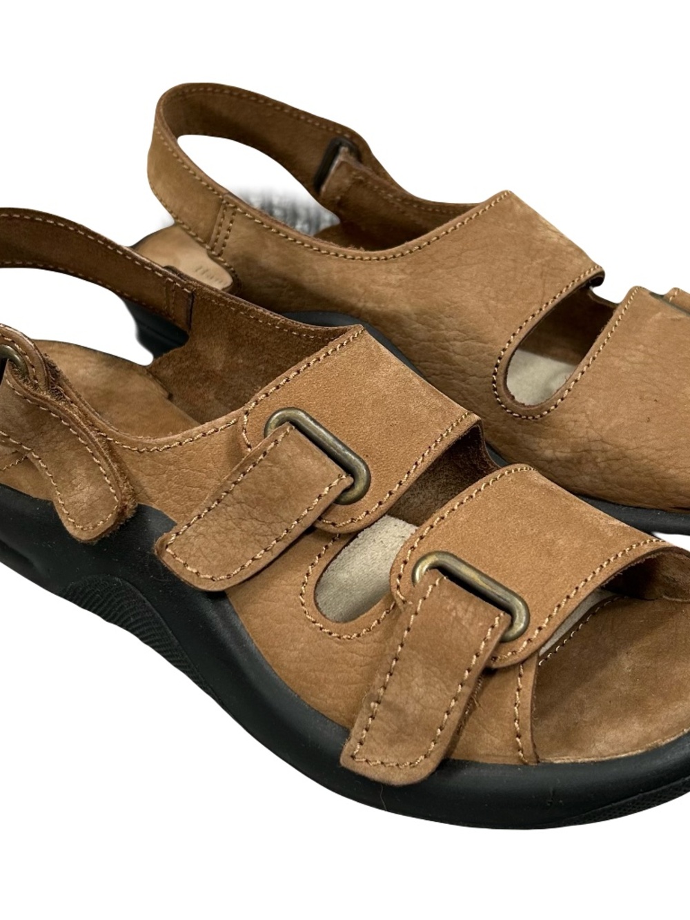 Hammacher Schlemmer Women's Walk On Air Tan Leather Sandals Size 38